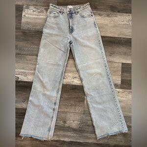 ZARA light wash high waisted straight leg blue jeans